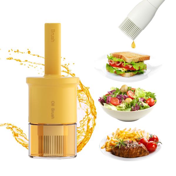 Kitchen 2 In 1 Glass Vinegar Oil Dispenser Bottle Brush Container 300ml