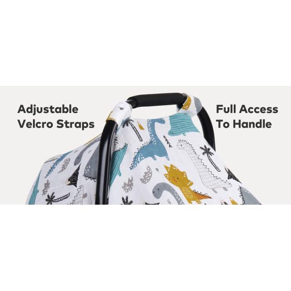 Muslin Cotton Infant Car Seat Canopy, Breathable Baby Carrier Cover