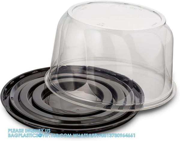 Disposable Catering Trays With Lids Serving Trays Black Plastic Round Platters With Clear Lids Deli Wax Paper