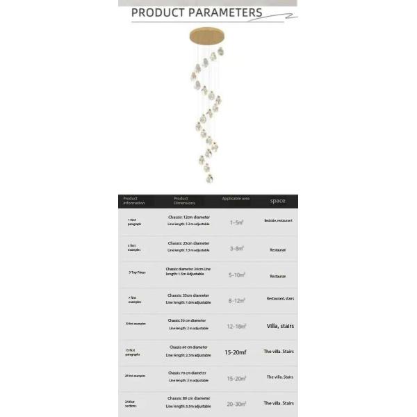 Hôtel Escalier Intérieur Luxe Moderne Chandelier de cristal Pendant Lumière avec LED Lampe de plafond Lampe de taille 130*110mm