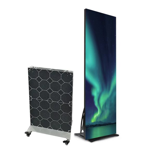 P2.5 Foldable LED Poster Screen Portable Advertising Player Mobile Smart Digital Signage Display for Exhibition OEM