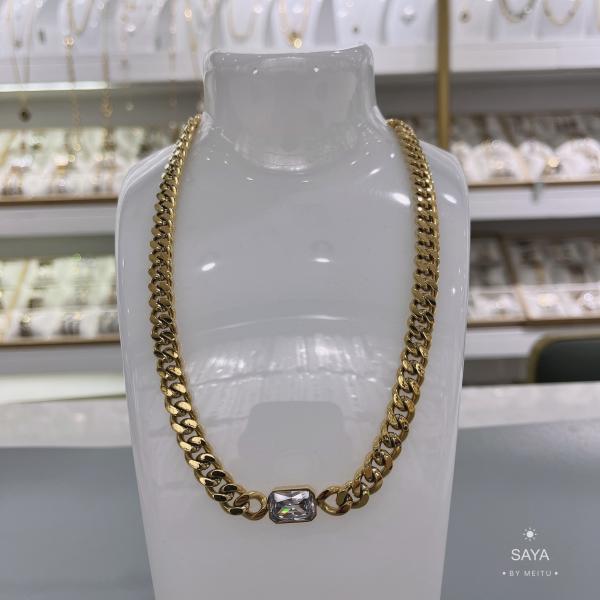 Personalized Stainless Steel CZ Gold Necklace Miami Cuban Link Chain Necklace