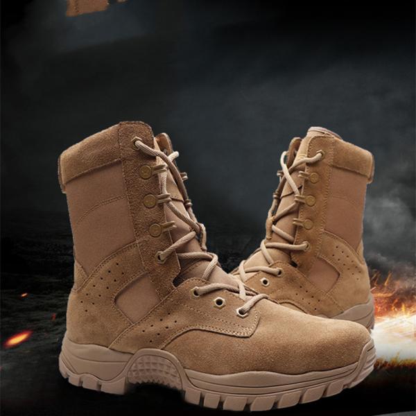 3515 Military Leather Boots Brown EVA Insole Tactical Boots With Zipper