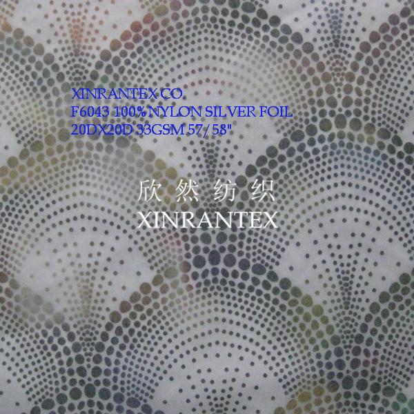 F6043 sun-protective cloth fabric 100%nylon taffeta silver foil finishing in summer season