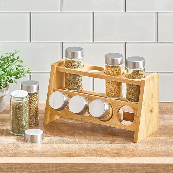 2 Tiered Bamboo Kitchen Storage Spice Holder For RVs Campers