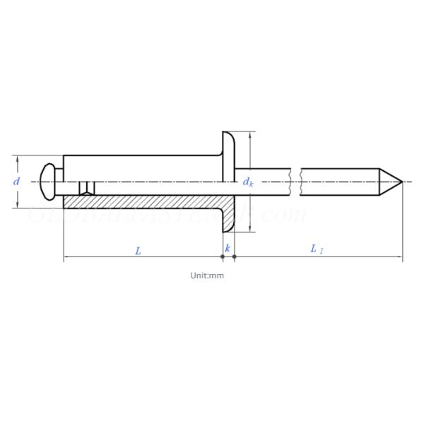 DIN7337 (A)/(B) DIN EN ISO 15977 15982 Break Mandrel Blind Rivets Flat / Countersunk Head