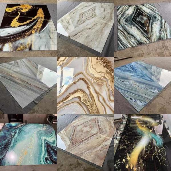 Decoração de interiores Impressão 3D de parede de plástico UV de mármore de PVC painéis para hotel