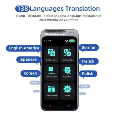​138 Languages Simultaneous Voice Translator 4.1 Inch IPS Multi Touch Screen