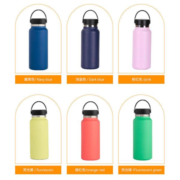 BPA Free Double Wall Standard Mouth Vacuum Insulated Drink Sport Stainless Steel Powder Coated Water Bottle Custom Logo