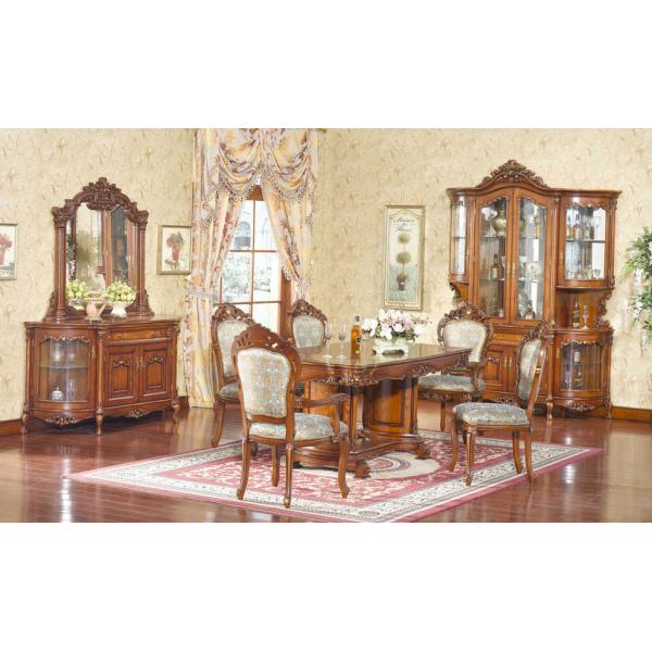 Villa European Style Dining Room Furniture Solid Wood Table And Chair Set