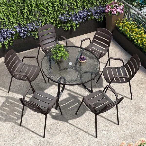 Ультрафиолетозащитный железный стул с развернутым алюминиевым металлическим столом и стульями