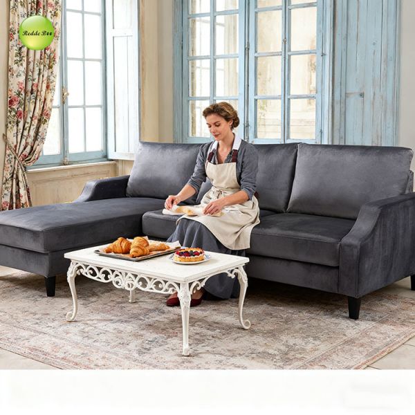 Modular L Shaped Sectional Sofa Fluffy Couches Charcoal Grey Textured Fabric