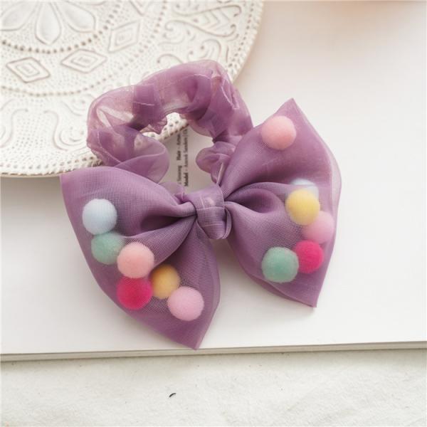 Lace Organza hairball  kids hair accessories bowel scrunchies girl's hair rope bypass headpiece Yiwu wholesale