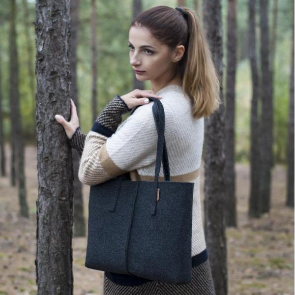 Biodegradable Non Woven Felt Tote Bags For Women Shopping