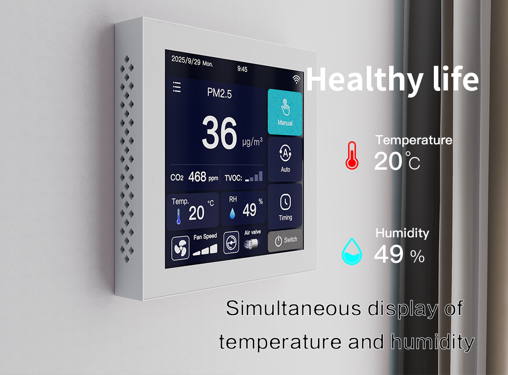 4 Inch Smart Ventilation Controller with Real Time Monitoring Three Speed Fan WiFi Connectivity