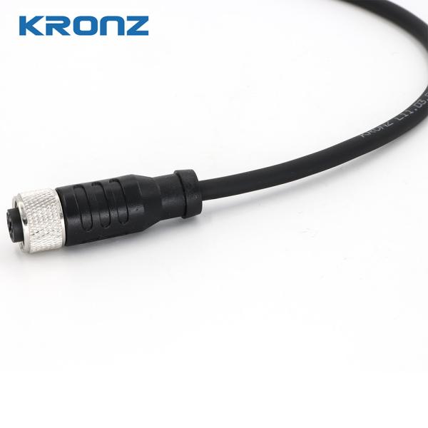 4 Pin M12 Wire Connector Straight M12 A Coded Male Connector 3x0.34mm PVC Cable