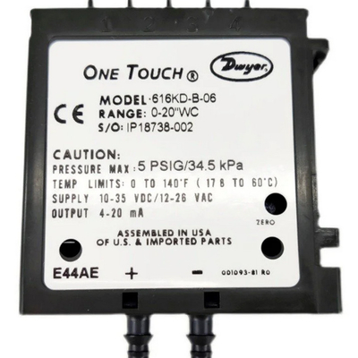 Dwyer Series 616KD Micro Differential Pressure Transmitter with One-Touch Calibration and 4-20 mA Output for ±0.25% FS Accuracy