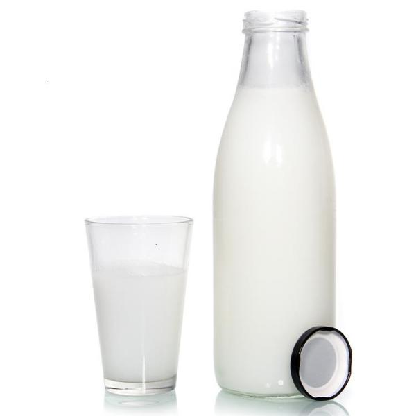 Lead Free French Round 25Oz 32Oz Glass Fresh Milk Bottles For Iced Drinks