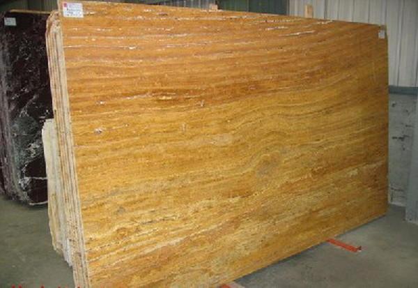 Gold / Yellow Travertine Marble Decorative Plate Polish Honed CE Certification
