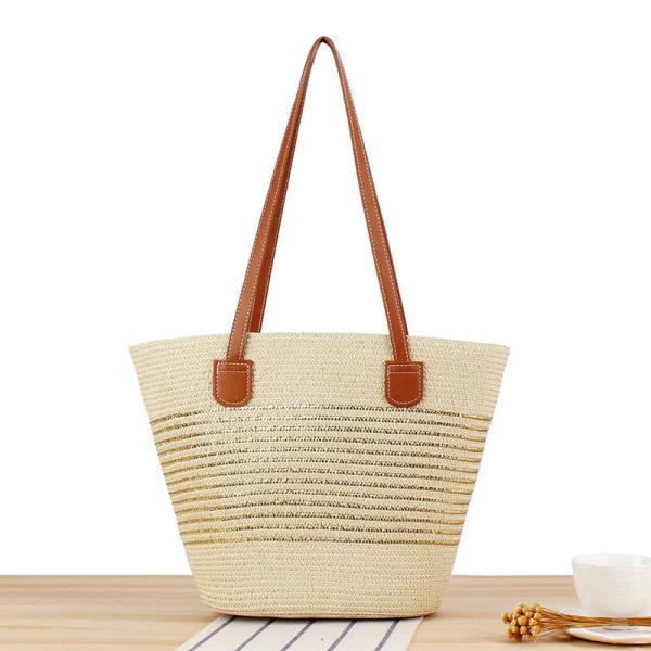 Large Straw Tote Bag Handmade Knitting Marocco Shoulder Beach Bag for Women's Summer