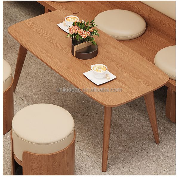 High Quality Wooden Restaurant Booth Seating with Solid Wood Tables Modern Cafe Dining Furniture for Business Use