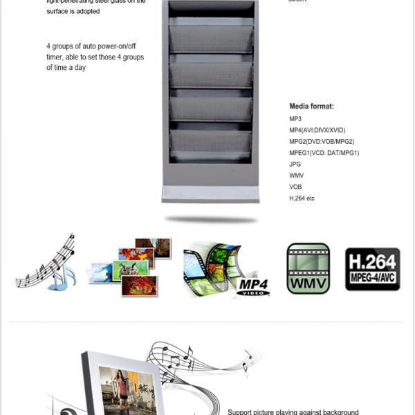 standalone USB floor standing lcd wifi advertising display with brochure
