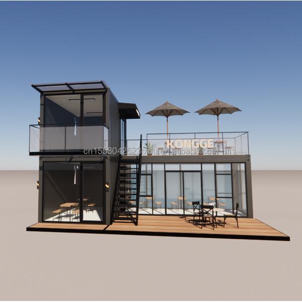 Galvanized Steel Bending Container Coffee Shop Store 40ft Prefabricated House Building Design for Steel Frame Hotel