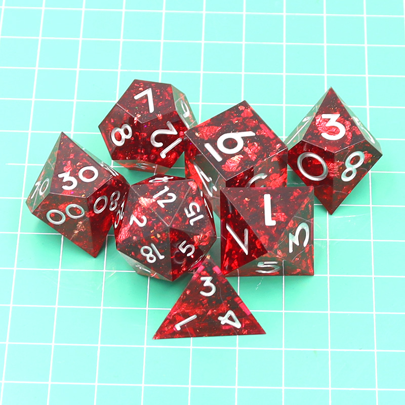 Custom Logo Liquid Core Resin Dice Set 14MM-20MM Polyhedral DND Dice for RPG Games