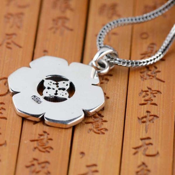 Women and Men Retro Sterling Silver Buddhist Sutras Pencant Charm Necklace (SY12299)