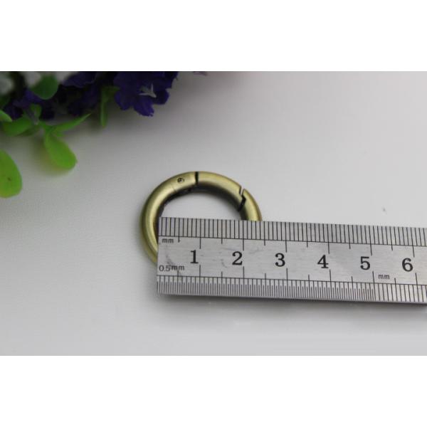 Chinese factory manufacturing zinc alloy 20 mm shiny gold spring gate o ring for handbag