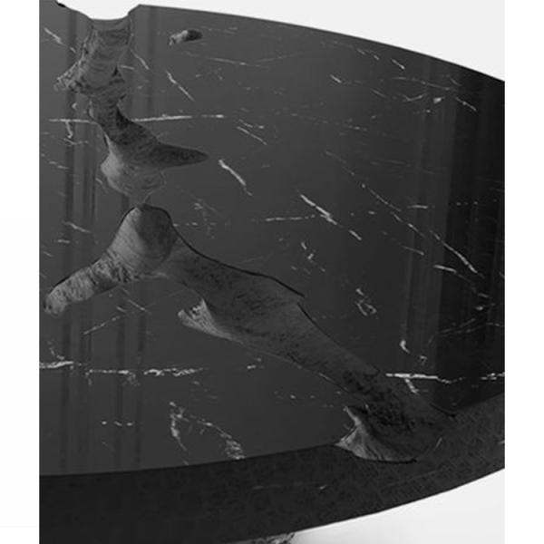 Black Modern Coffee Table Round Marble Top Nordic For Living Room Decor