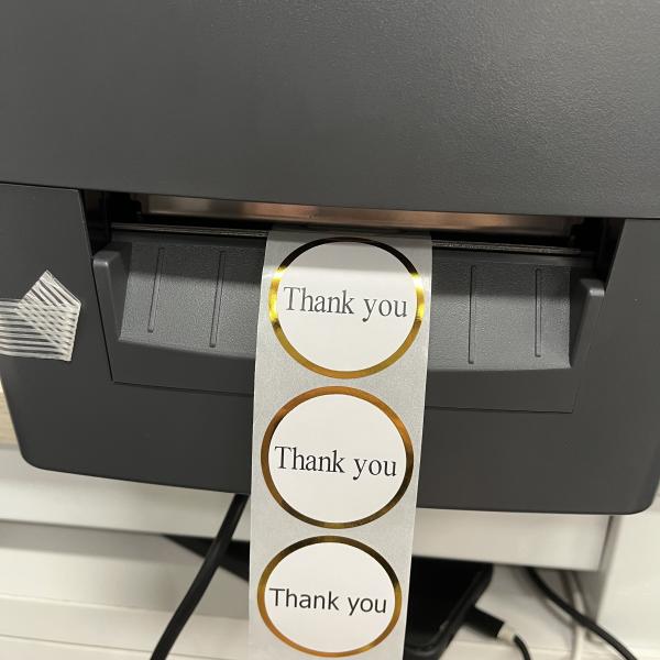 Gold Foil Private Thank You Label Sticker Roll Adhesive with Custom Design