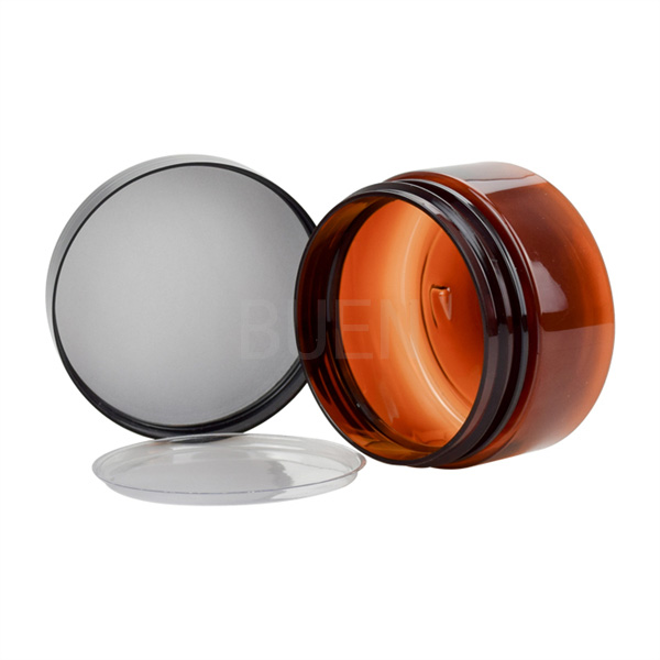 Янтарный пластиковый опарник сливк упаковывая с черной крышкой 100ml винта