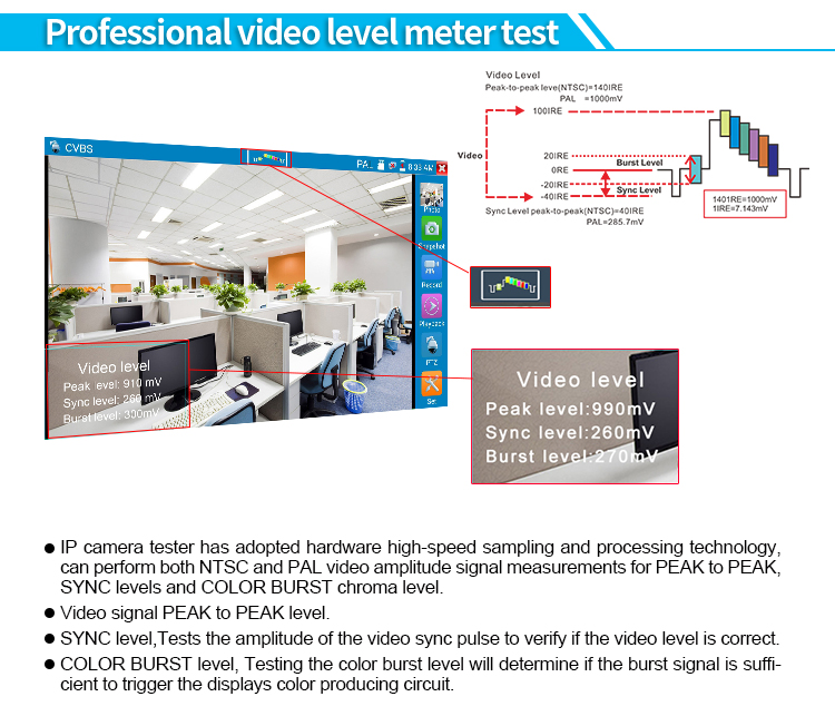 Тестер CCTV управлением 4K H.265 H.264 PTZ