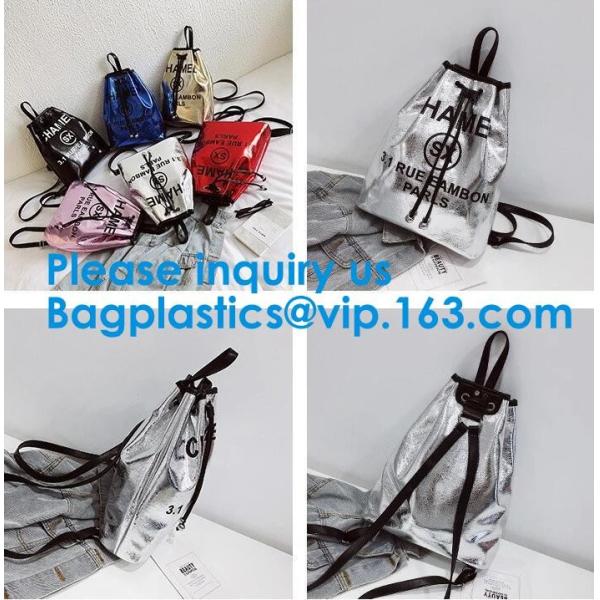 Leather Backpack Women Drawstring Bag New Travel Bag PU Backpack Women Party School Bags For Teenagers, bagease package