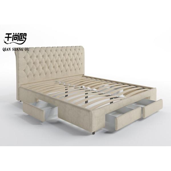 Close Fitting Tufted Platform Storage Bed for Bedroom / Living Room