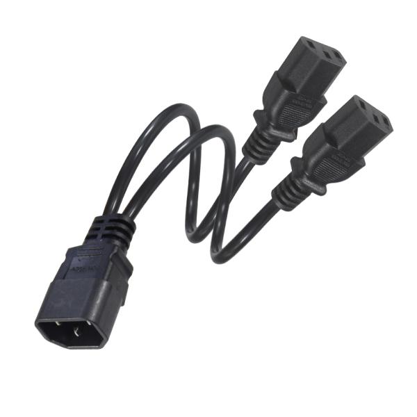 C14 to Dual C13 Power Splitter Cable 16AWG 10A 250V Right Angle