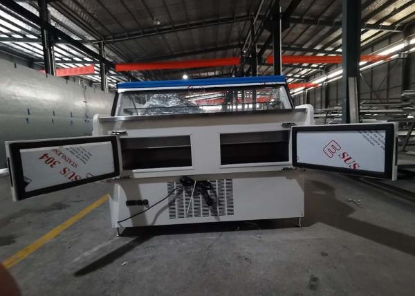 R404a que la carne fresca automática descongela tienda de delicatessen exhiben un enfriamiento más fresco de la fan