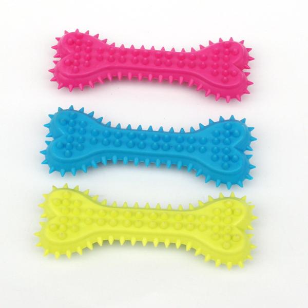 All-Season Pet Durable Nature Rubber Puppy Interactive Molar Bone Shape Toothbrush Stick Teeth Clean TPR Treat Training Dog Bit Chew Toy