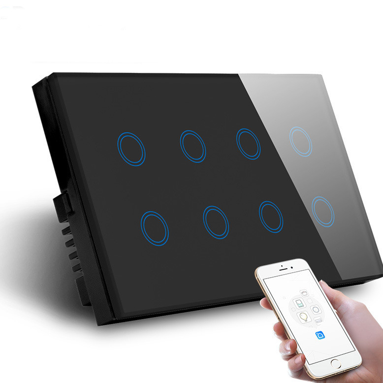 Света касания стены Wifi переключателя 8 шатий OEM Tuya панели умного умного стеклянный