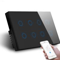 Da luz esperta esperta do toque da parede de Wifi do interruptor de 8 grupos OEM de vidro Tuya do painel