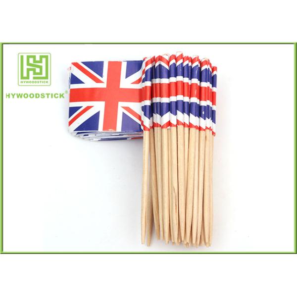 Flag Food Picks Cocktail Accessories , Square Round British / American Flag Toothpicks