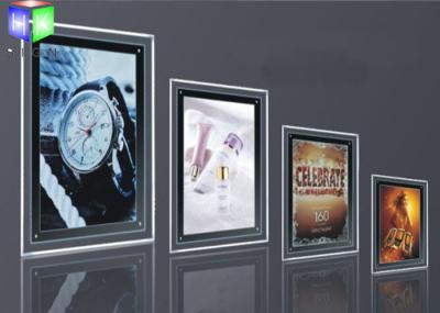 Silver Single Side LED Slim Crystal Frame Light Box Wall Display Round Corner
