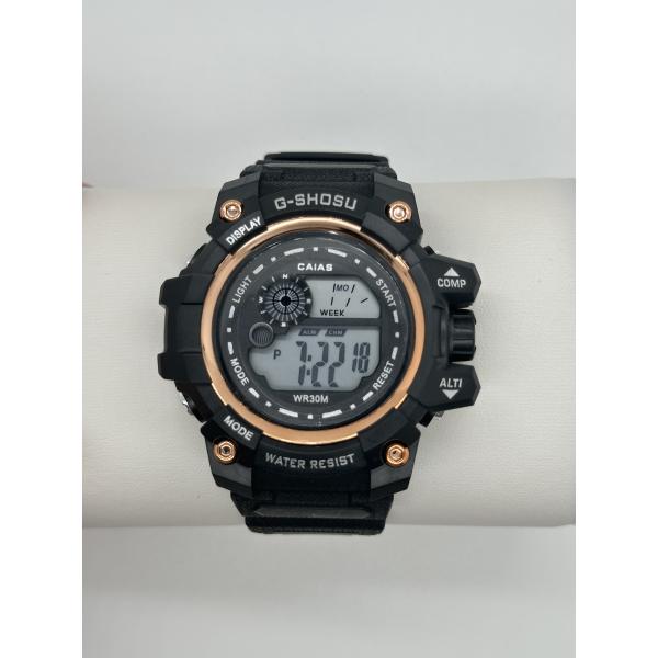Quartz Digital Sports Watch Waterproof With Black Silicone Band