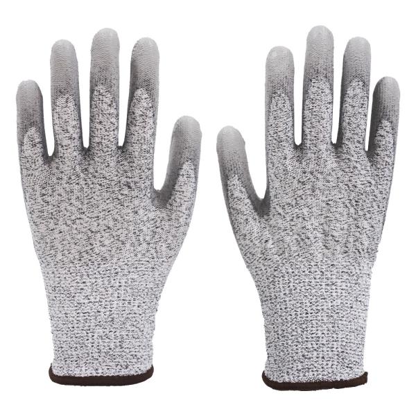 Anti Slip / Cut Resistant 13 Gauge Grey PU Coated Palm Work Gloves For Protection And Customized Design