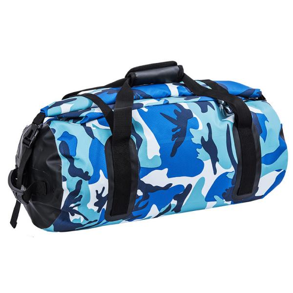 Multifunctional Water Resistant Duffel Bag Blue Large Capacity 45L Cylinder Shape