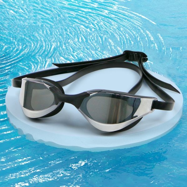 UV Protection Anti-fog Swimming Goggles with Silver Plated Lens for Racing and Training