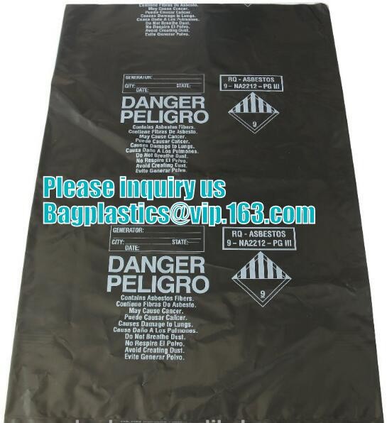 PE asbestos waste bags, Disposal Plastic Bag for Construction Waste, rubbish bag for asbestos fibers, bagplastics, bagea