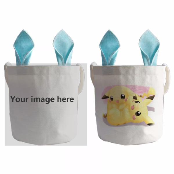 Custom Sublimation Bunny Ear Easter Basket diy Easter Egg Bucket