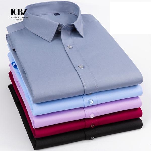 Youth Color Casual Short Sleeve Viscose/Polyester/Spandex Dress Shirts for Men by LCBZ